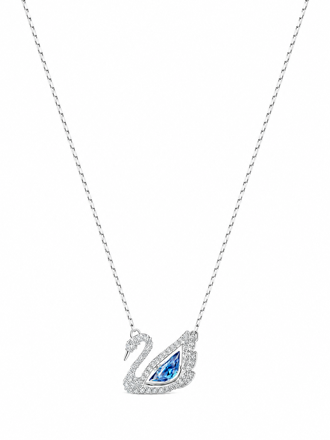 Vue complète du collier Blue Swan avec chaîne ajustable